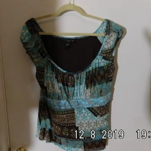 Turquoise & Brown short sleeved top
